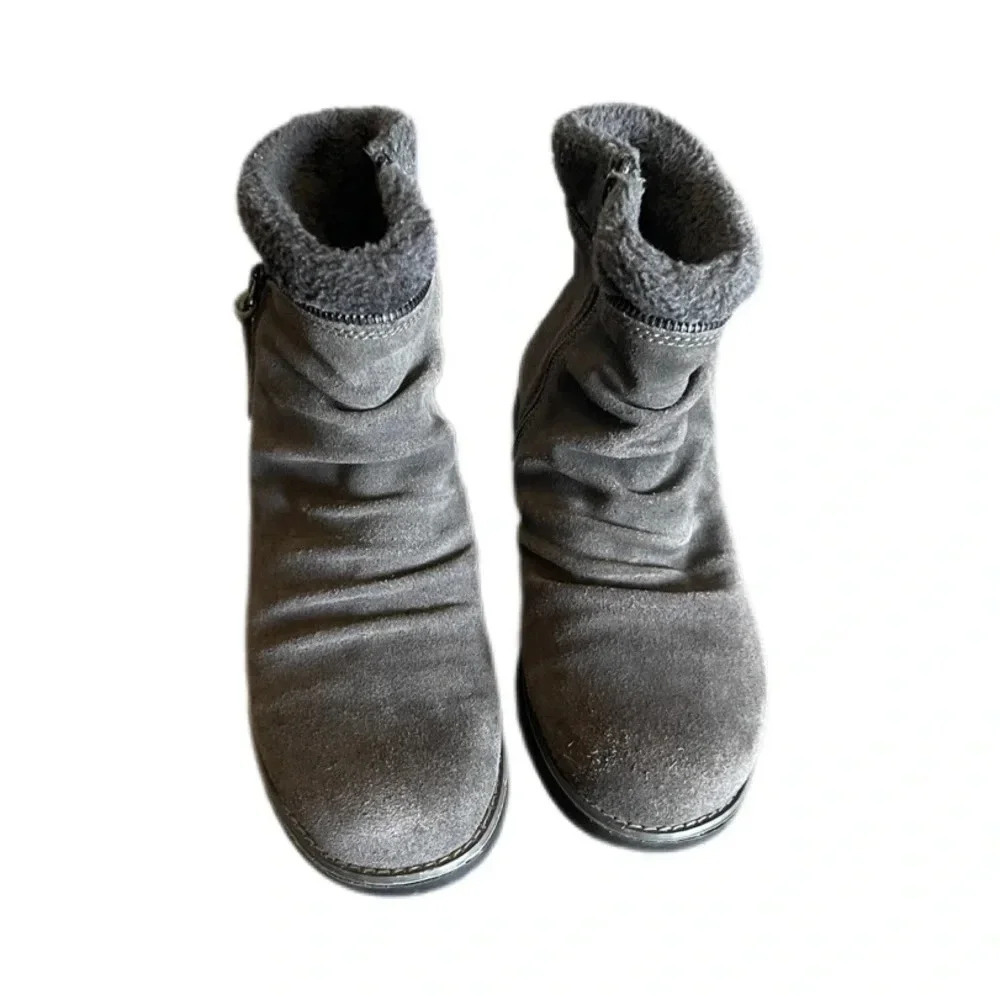 BareTraps Gray Suede Leather Faux Fur Larkspur Women’s Ankle Boots 7M - Picture 8 of 15